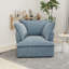 Fauteuil d'appoint et canapé-lit simple en chenille de 38 po de largeur, siège confortable pour le salon et la chambre à coucher, bleu (ensemble de 2)-2041542033