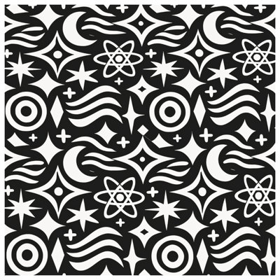Coussins décoratifs noirs et blancs à motif cosmique