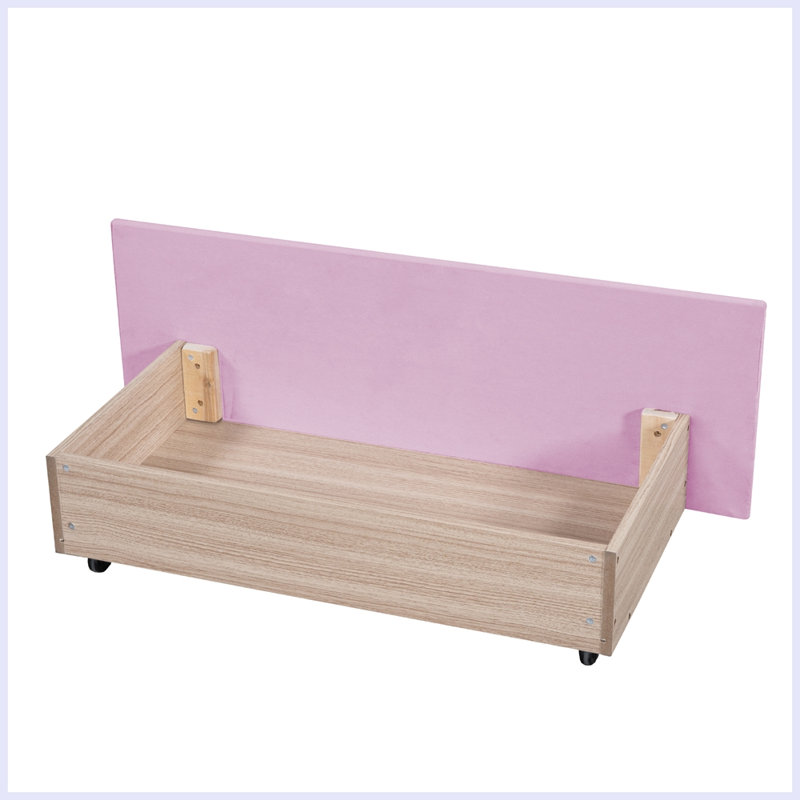 Upholstered Bed With 4 Drawers, Queen, Pink