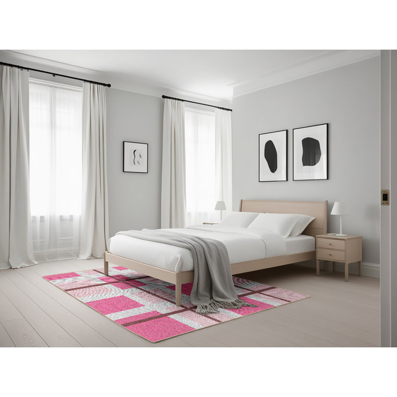 Tapis rose/brun à motifs, Rectangle 5 pi x 7 pi