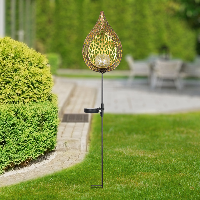 Exhart Solar Metal Filigree Full Flame Torch Garden Stake, 6.5 by 35.5 ...