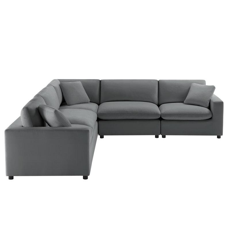 Cassandra Modular 5Piece Sectional  Charcoal, Polyester - Charcoal Gray