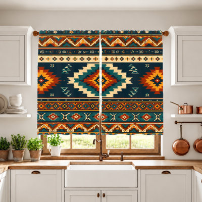 2 pièces rideaux bohémiens à motif tribal du sud-ouest, panneaux de filtrage de la lumière de style ethnique géométrique pour le salon, la chambre, le balcon, la cuisine, la décoration intérieure