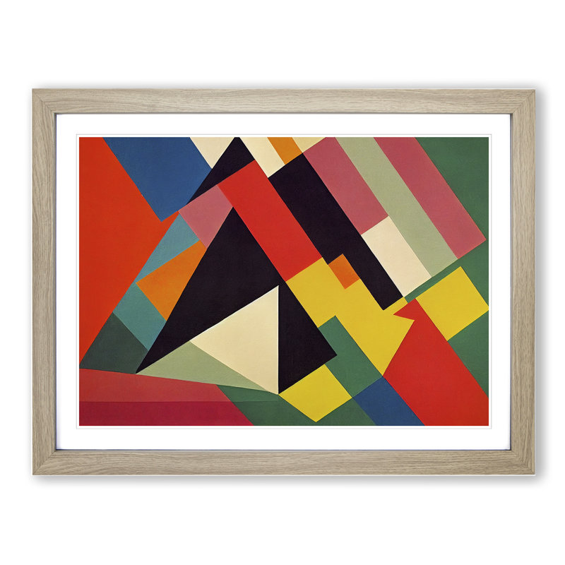 XH1022-6057X Modern Bauhaus Vol.3 Abstract - Single Picture Frame Print, 34cm H x 46cm W x 2cm D, Oak