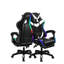 Fauteuil de jeu, fauteuil d'ordinateur avec lumières à DEL RVB, fauteuil ergonomique à haut dossier pour adultes avec repose-pieds et accoudoirs avec support lombaire (avec haut-parleurs Bluetooth)