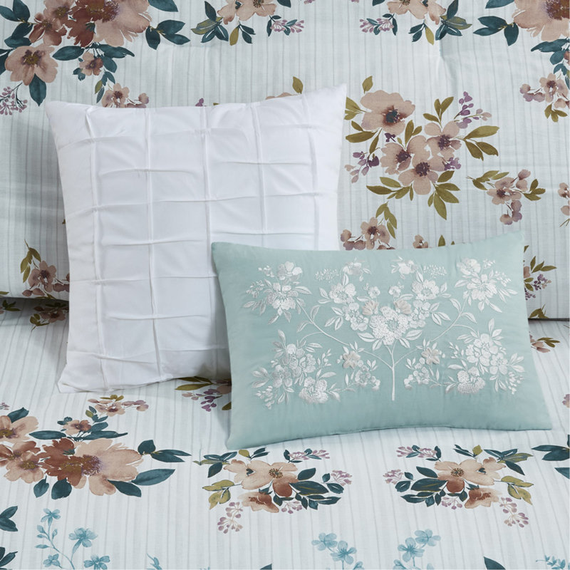 Ensemble d'édredon en coton avec coussins 5 pièces pour très grand lit, Édredon de très grand lit et 4 pièces additionn