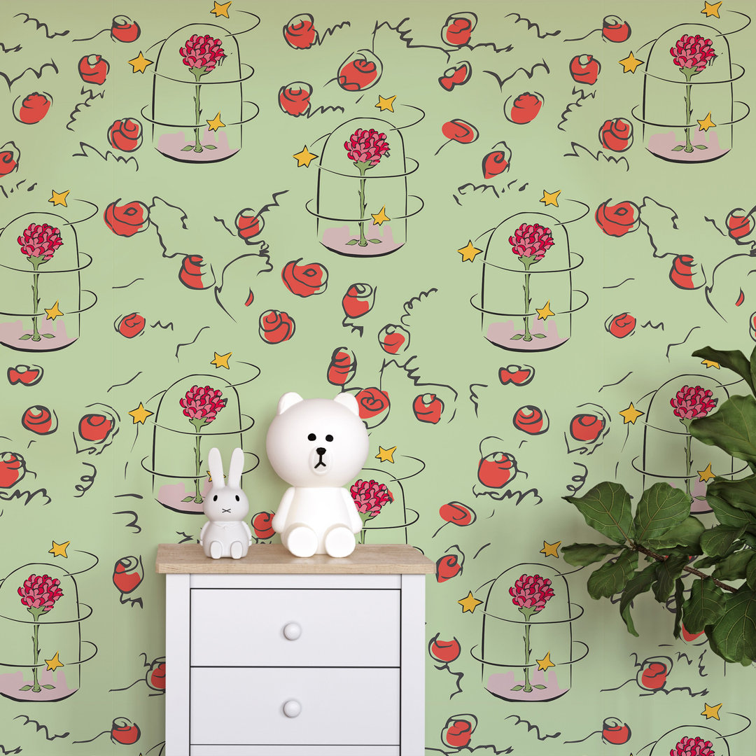 The Little Prince Wallpaper, Sage Green Rose Garden