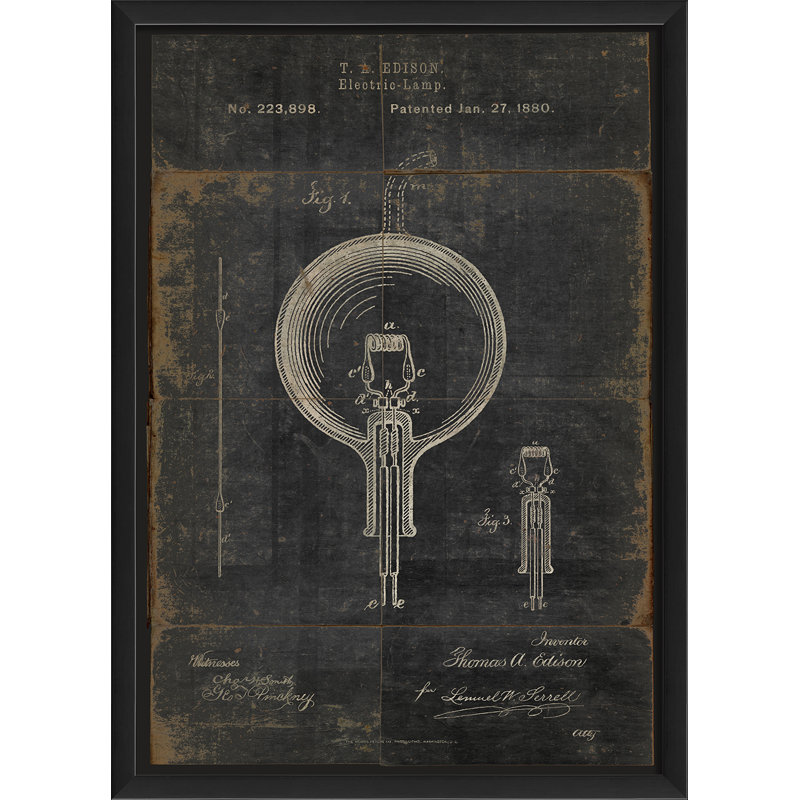 « electric lamp » par thomas edison, impression encadrée