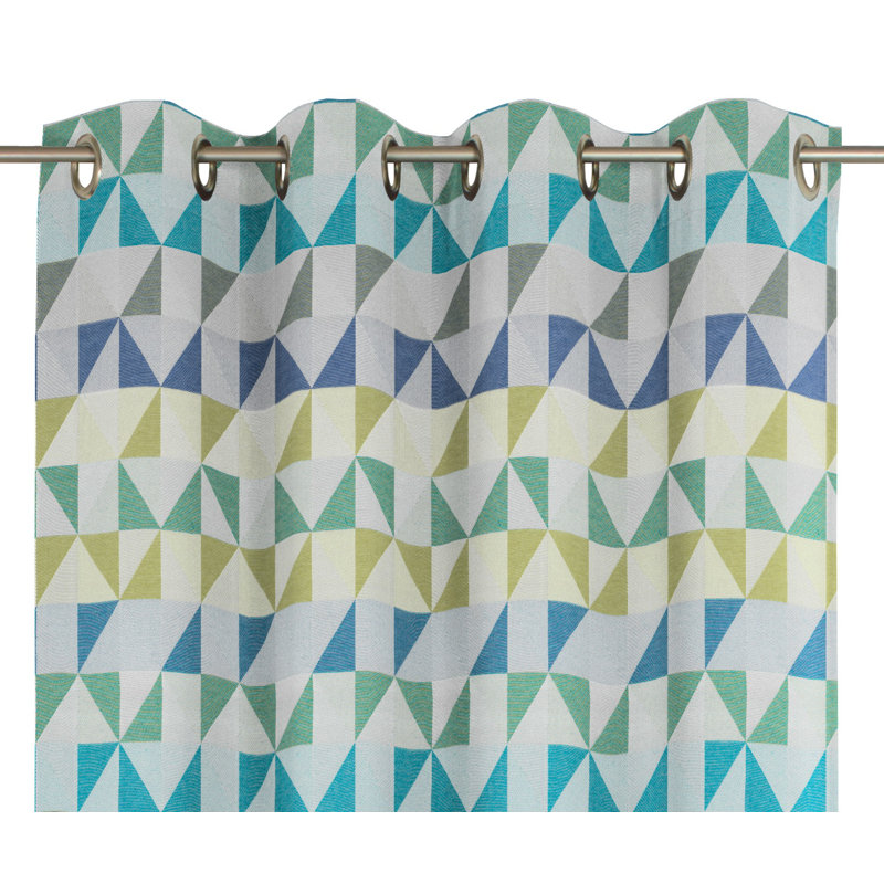 Gareth Room Darkening Curtain Single Panel, Blue and green, 132cm Width x 175cm Drop