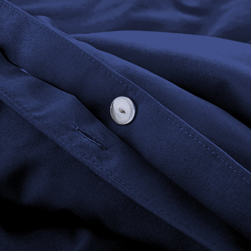Anicia Super Soft 250 TC Microfibre Reversible Plain Duvet Cover Set, Double Duvet Cover + 2 Pillowcases, Navy
