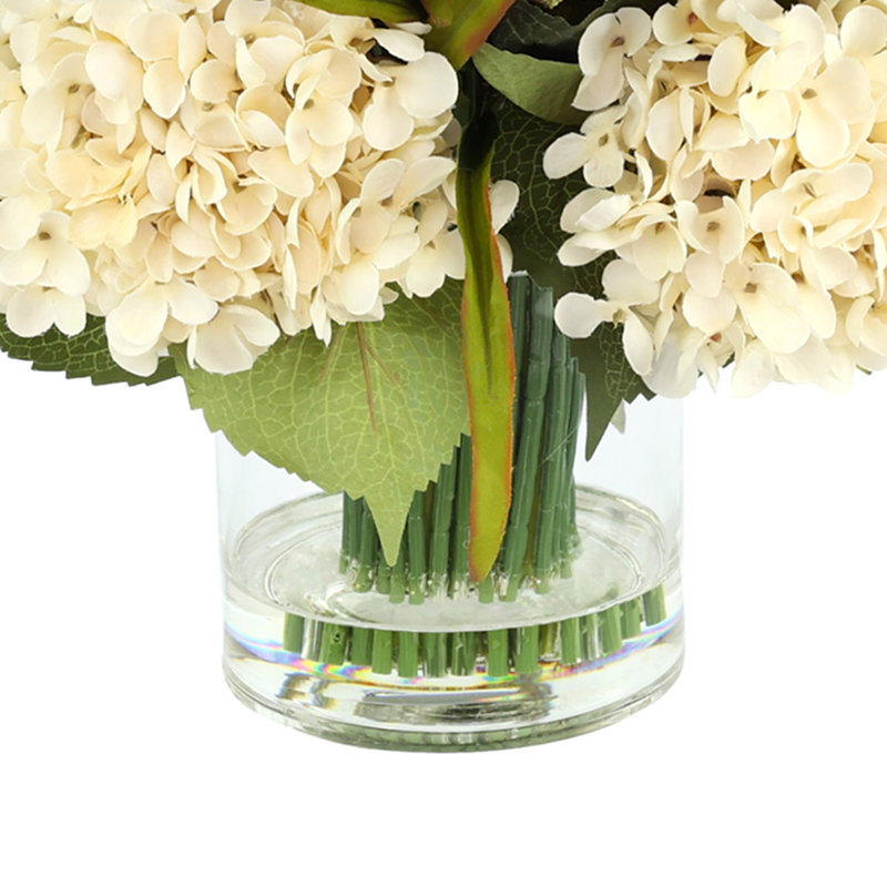 Fall Arrangement with Hydrangeas and Thistle, Cream/Orange
