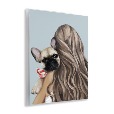 «Girl with Frenchie Dog», plaque murale par Anna Lischenko