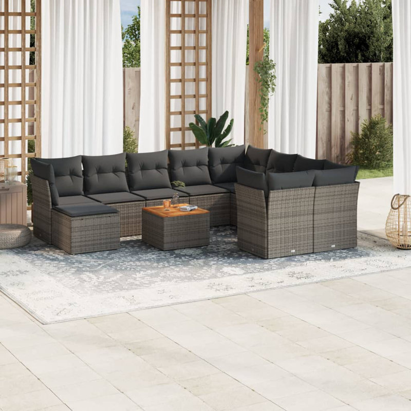 Ensemble de canapé de jardin modulaire en rotin PE 11 pièces Vidaxl