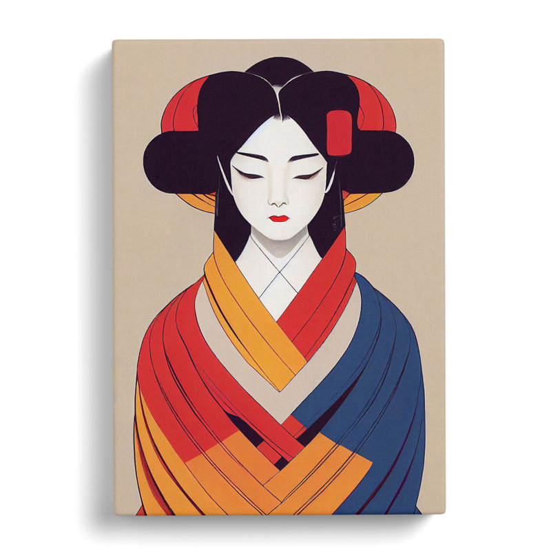 Symmetrical Geisha No.4 - Wrapped Canvas, 50cm H x 35cm W x 3cm D