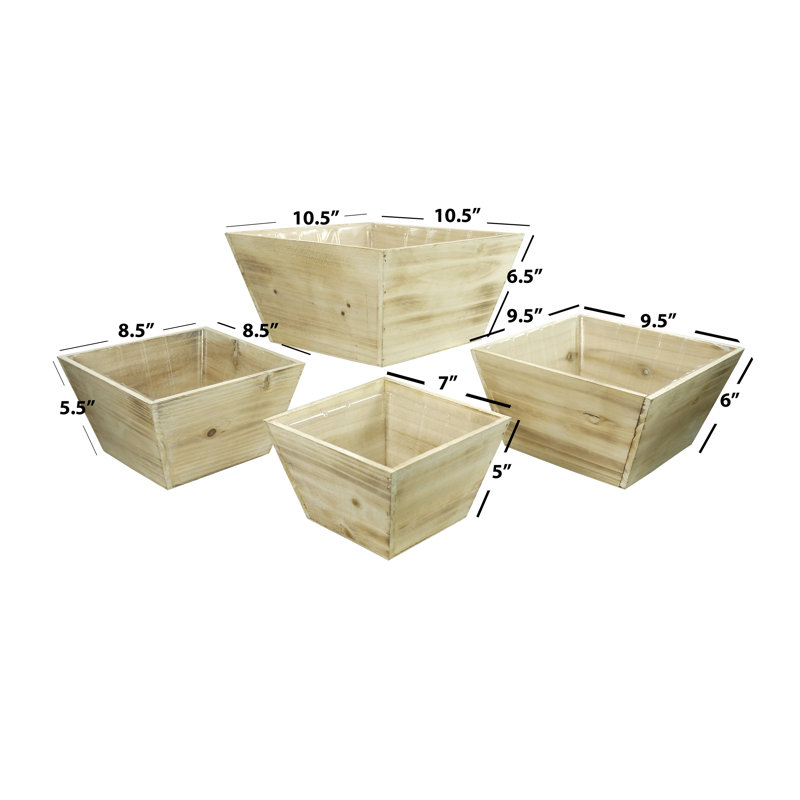Kaius Handmade Wood Pot Planter, White