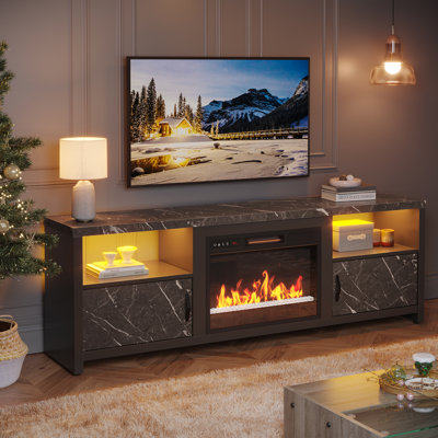 Jazper LED Fireplace TV Stand for TVs up to 75"", 70 Media Console with Storage Cabinets, Electric Fireplace Included -  Ivy Bronx, 29283433B9B4498BA5E009C2C7339BDF