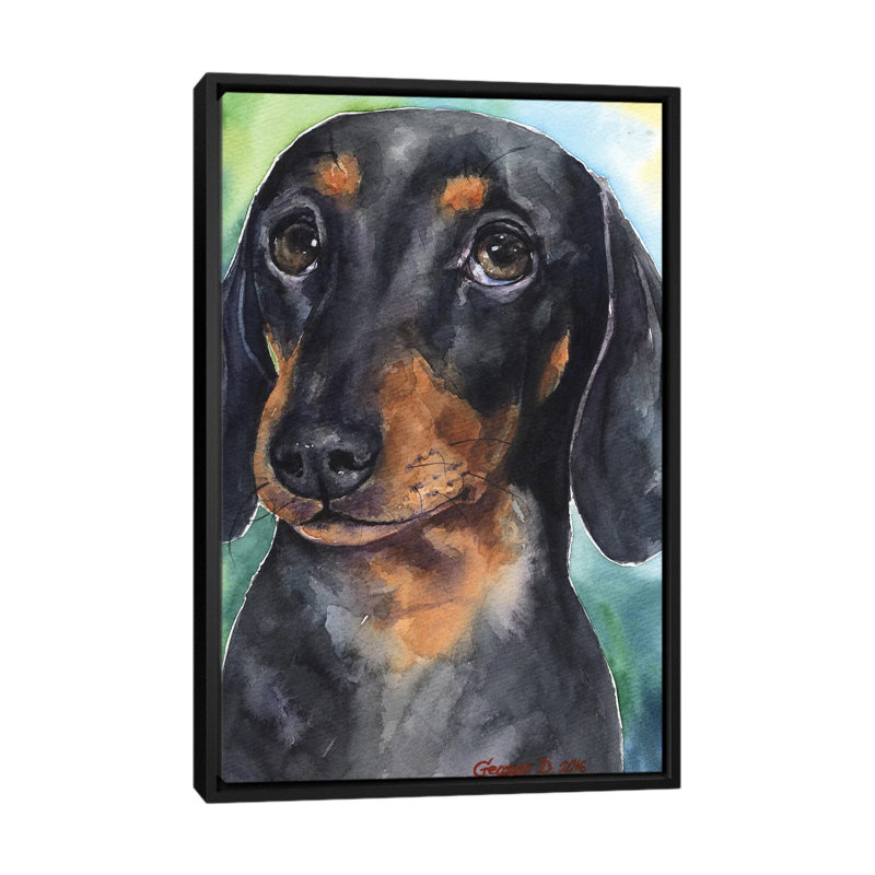«Dachshund Puppy» par George Dyachenko - impression sur toile tendue, H 18 po x l 12 po x P 1,5 po, Toile tendue