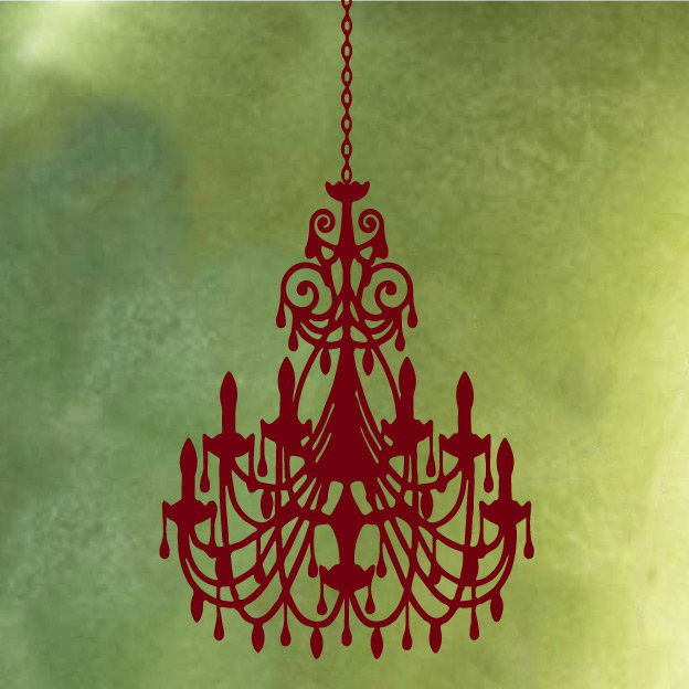 Décalcomanie murale lustre ornée, Bourgogne, H 24 po x l 16 po x P 0,01 po
