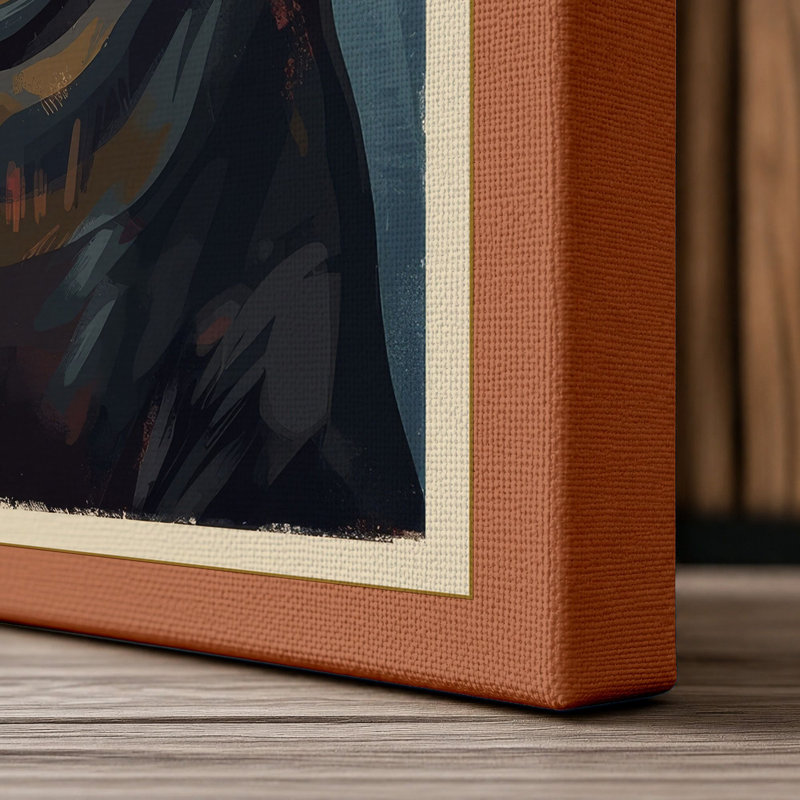 Contemplative Seal Rustic - Wrapped Canvas, 30x20 - 76.2 x 50.8 cm, Terracotta Border