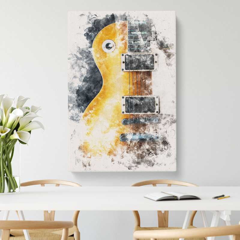 Aged Electric Guitar - Wrapped Canvas Painting, 60cm H x 40cm W x 3cm D