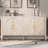 Sophisticated Sideboard With Embossed Texture, Round Handles And Built-in Circular Pattern-94396457
