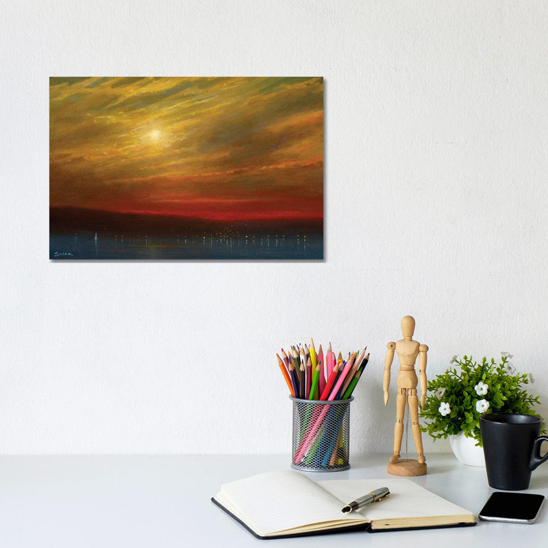 Sunset Over Nyack - 7.16.17 by Ken Salaz - Wrapped Canvas Painting, 20.32 cm H x 30.48 cm W