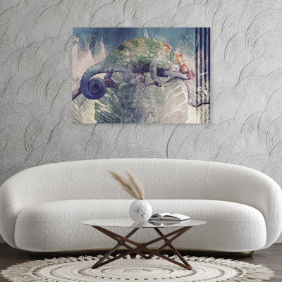 Chameleon on a Branch - Wrapped Canvas Art Print