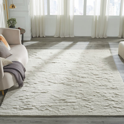 Cloudscape Hand-Knotted Wool Shag White/Cream Area Rug