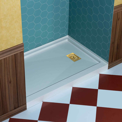 WOODBRIDGE 60 In. X 36 In. Solid Surface Shower Pan Base, Alcove Installation With Drain Options, Slip-Resistant & Mold-Resistant