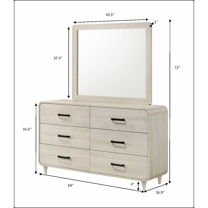 Commode contemporaine en bois à six tiroirs avec rangement spacieux et finition blanche élégante pour les intérieurs modernes