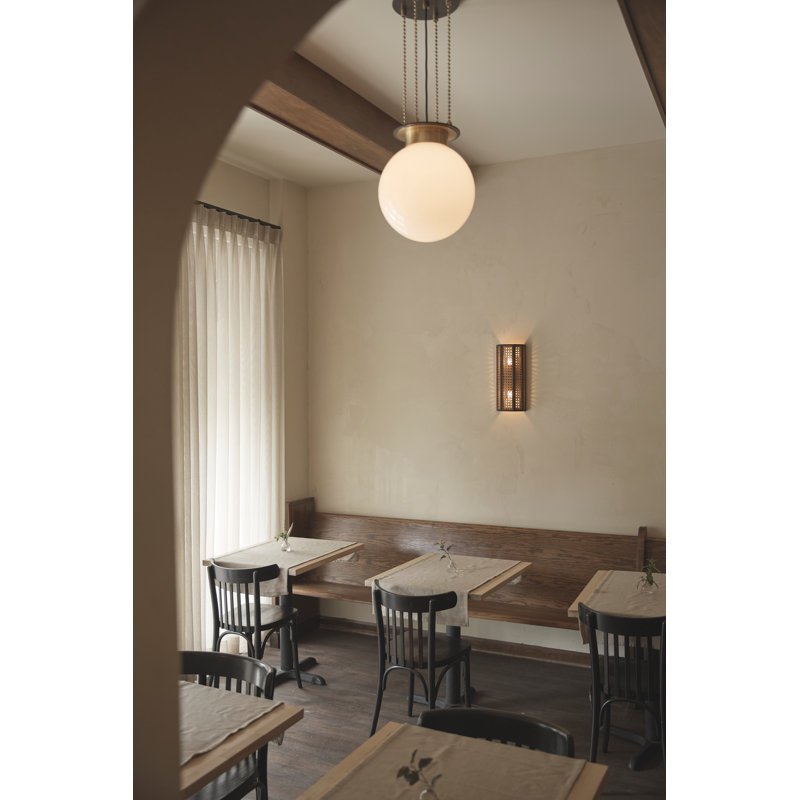 Gunther Pendant Light, Aged Brass, 12.25" H x 11" W x 11" D