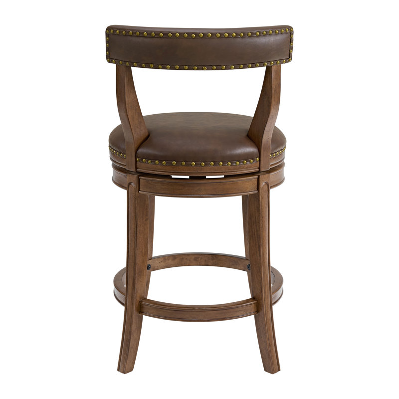  Tabouret de comptoir pivotant 26 po Ruxban, noyer et cuir brun, ensemble de 4, 4