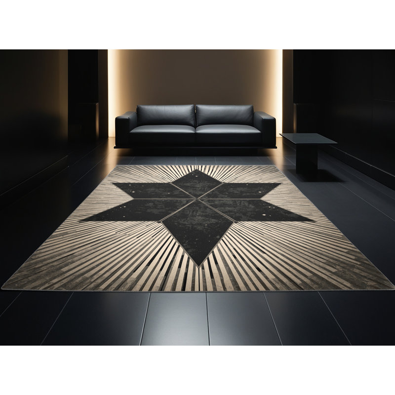 Tapis gris moelleux doux et luxueux Eaddy, 6 x 9