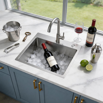 23"L × 19"W Drop-in Single Bowl Stainless Steel Kitchen Sink