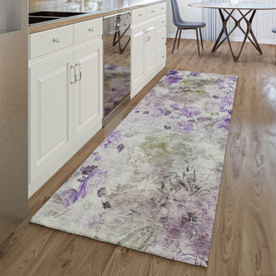 Premium Machine Washable Prisco Purple Rug