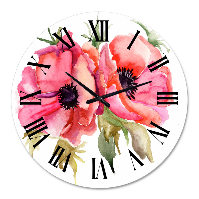 Coquelicots stylisés - Horloge murale traditionnelle, Grand