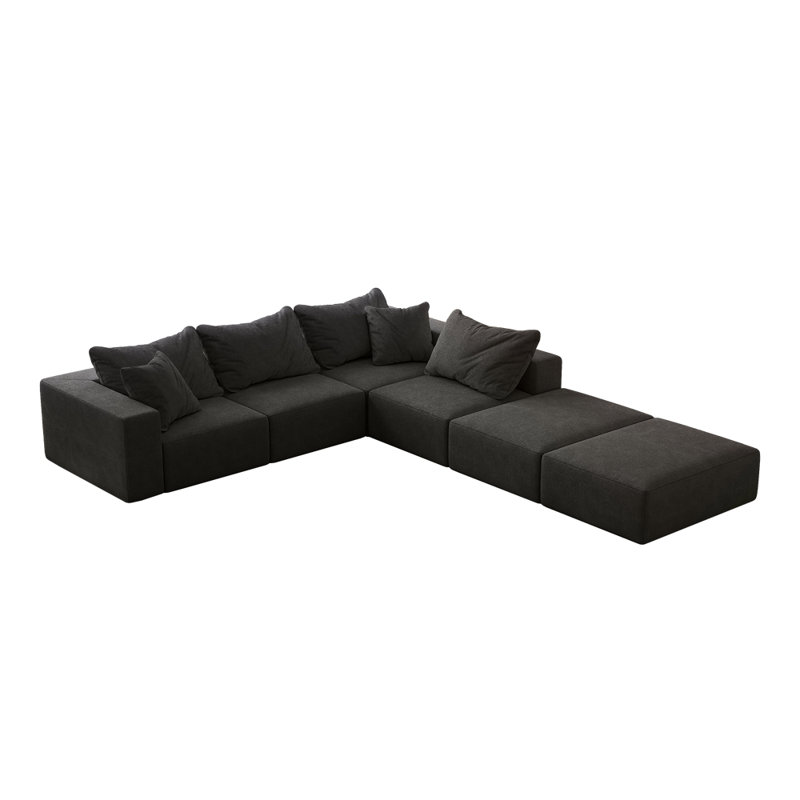 Très grand canapé en nuage éponge, ensemble de canapé modulaire rembourré moderne, ensemble modulaire de salon modulaire en forme de L de 162 po avec 6 coussins, canapé-lit combiné gratuit pour le salon, la chambre à coucher