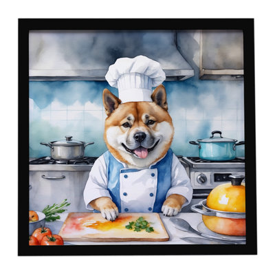 Akita The Chef, reproduction d'art encadrée