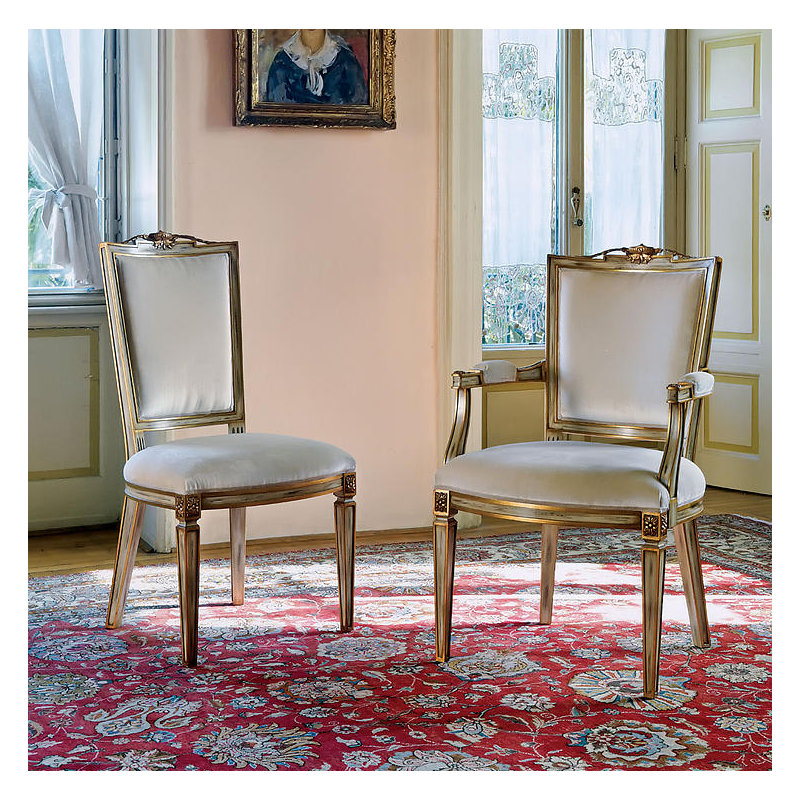 Chaise avec accoudoirs en bois massif gris