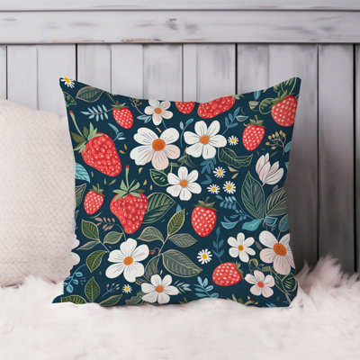 Food and Kitchen Strawberry Dreams VI Modern Throw Pillow Cover