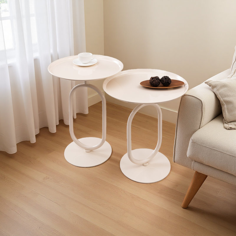 2 PCS. Table de bout en forme de lanterne en métal, petite table d'appoint ronde, table basse moderne à cocktail, petit piédestal d'appoint pour petits coins de salon
