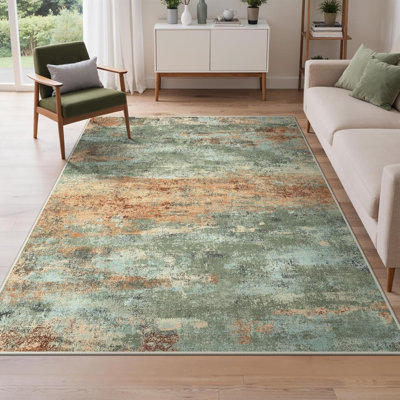 Tapis 6 x 9 pour la chambre à coucher du salon, tapis moderne lavable à la machine, grand tapis doux à poils courts avec envers antidérapant pour la salle à manger, vert sauge