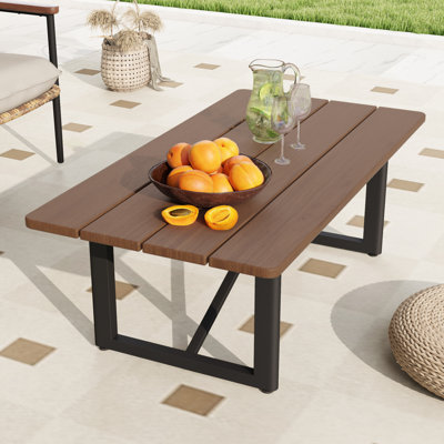 Table basse en aluminium 1 pièce avec plateau en bois Ude