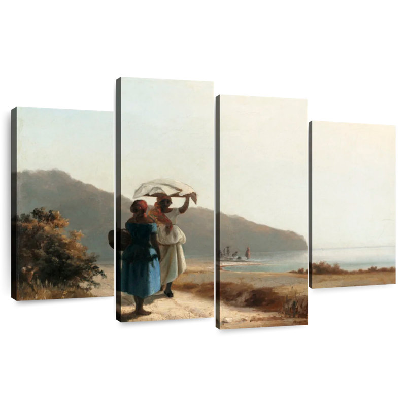 Gillard, deux femmes bavardant au bord de la mer, St. Thomas, 1856, H 42 po x l 68 po