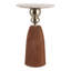 Table d'appoint moderne à dessus en marbre pour présentation à la maison - Table de bout étroite à piédestal sophistiquée avec base en bois et métal pour canapé de salon - 23 po-1936746868