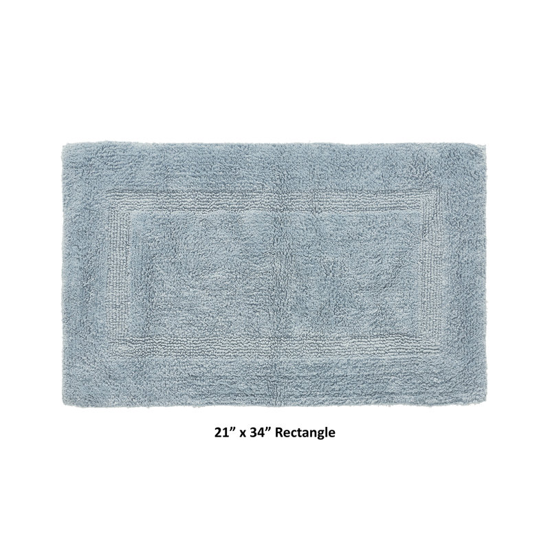 Rozanne Reversible Cotton Bath Rug, Blue, 21" x 34" Rectangle