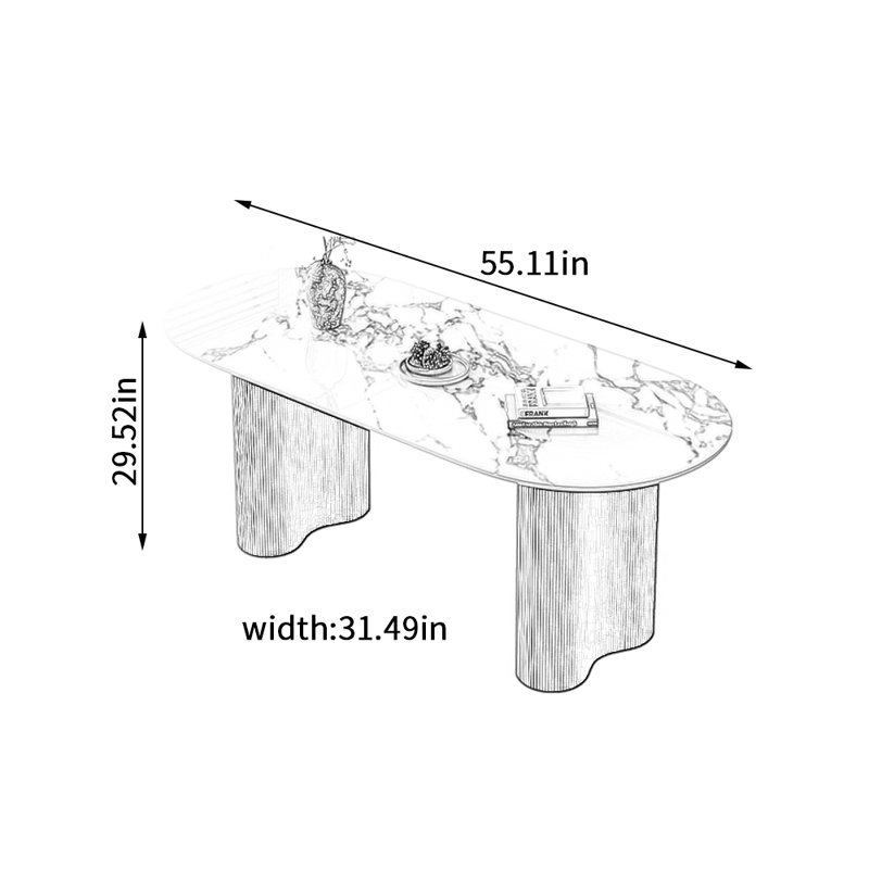 Table de salle à manger Modern, H 29,52 po x L 55,11 po x l 31,49 po