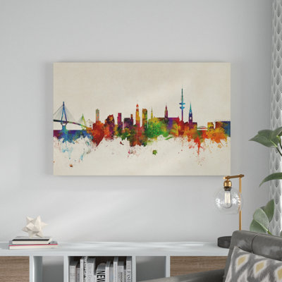 Hamburg Germany Skyline by Michael Tompsett - Graphic Art on Canvas