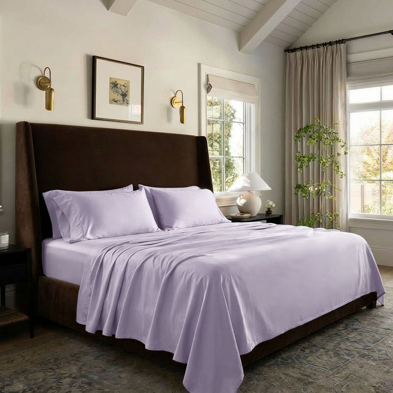 Threadmill 1200 Thread Count 100% Supima Cotton Sheet Set in Sateen Weave, Queen Sheet Set with 2 Pillowcases, Lilac