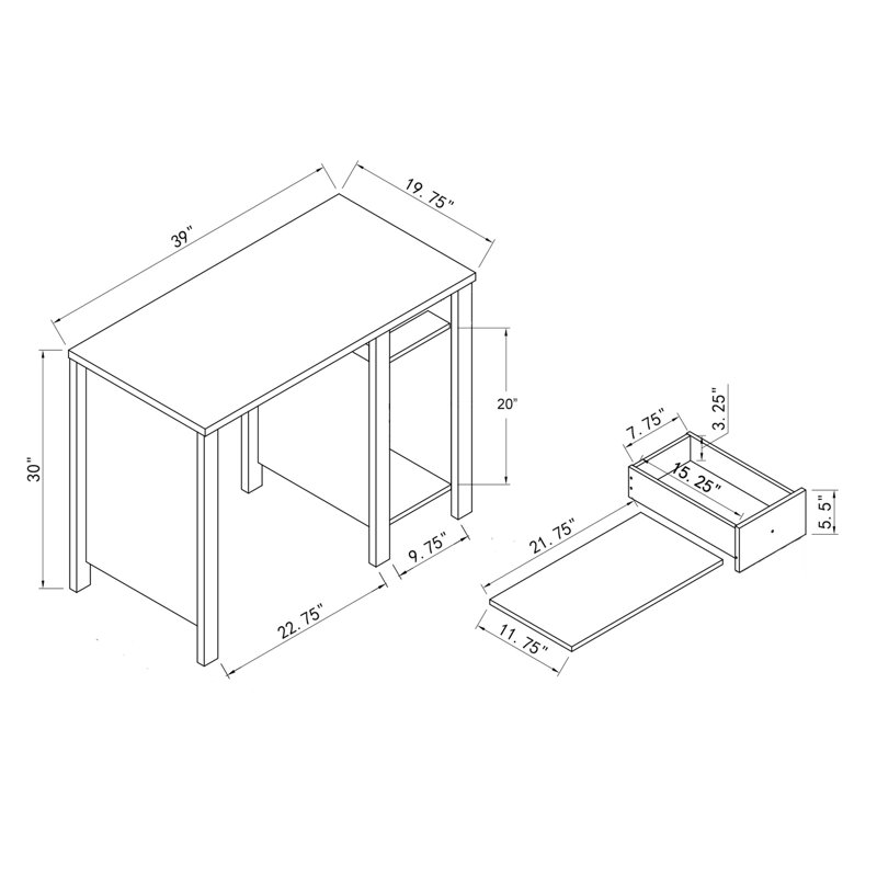 Bureau blanc compact avec bureau pour étudiant et bureau à domicile
